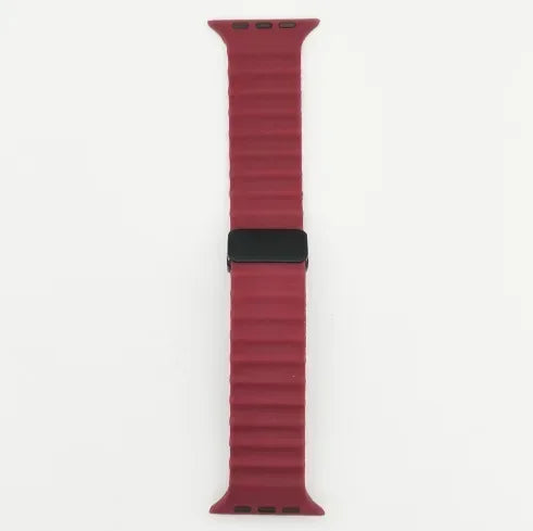 Magnetic Buckle Strap For Apple Watch Band Ultra2 49mm 46 42 44 41 38mm Silicone Bracelet iWatch Ultra Series 7 6 3 se 8 9 10 Qme Wine Red 42 44 45 49 S10-46mm