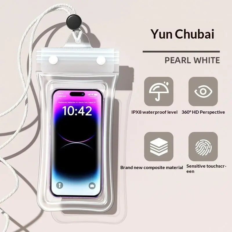 Waterproof Phone Bag Pouch Case Swimming Diving Clear Armband Qme White