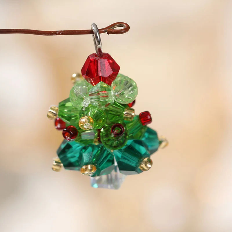 5Pcs 3D Beaded Christmas Tree Crystal Charms for DIY Crafts Christmas Keychain Bracelet Necklace Earring Jewelry Making Supplies Qme 5PCS