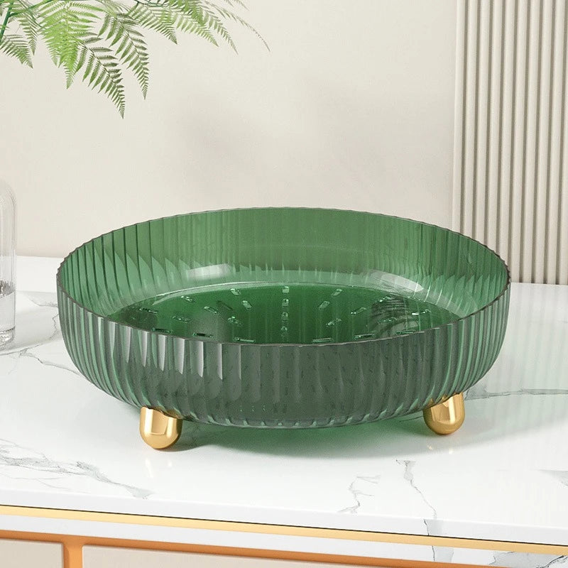 Luxury Plastic Rotating Organizer Cosmetic Storage Box Fruit Tray Qme Glazed Green