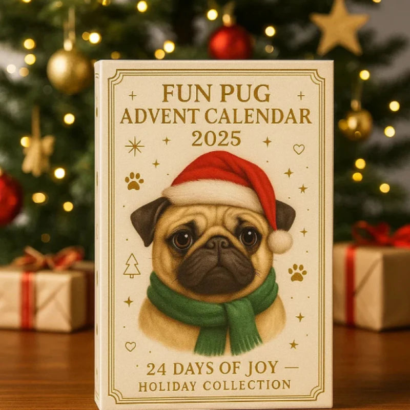 Pug Advent Calendar 2025 24 Days Christmas Cute Dog Hanging Ornaments Qme