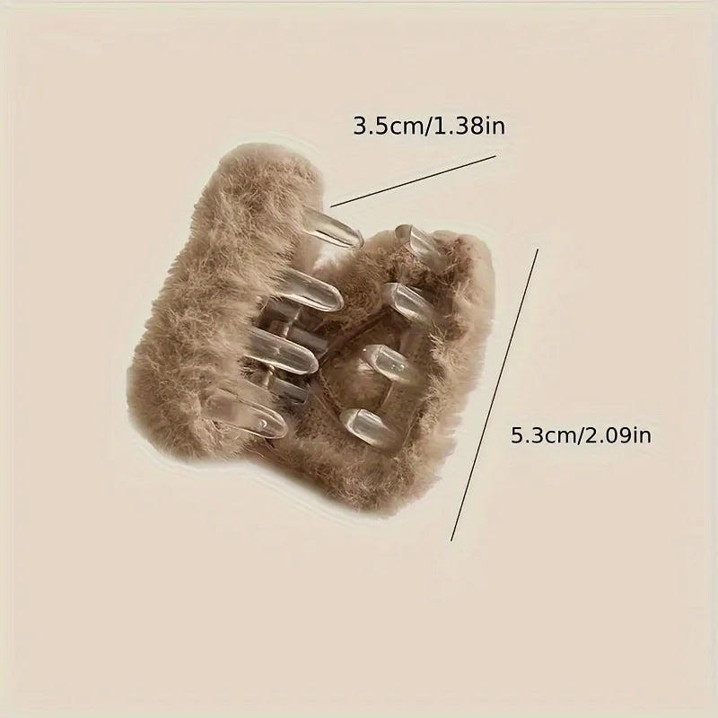 6pcs Cute Plush Cat's Ears Hair Clip Soft Non Slip Claw Clip Small Bangs Hair Clip Fashion Fuzzy Claw Clip Hair Accessories Qme