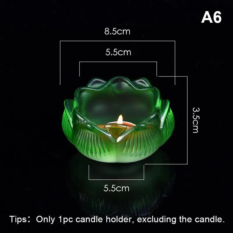 Glass Lotus Candle Holder Windproof Heat Resistant Suitable Use As Qme A6