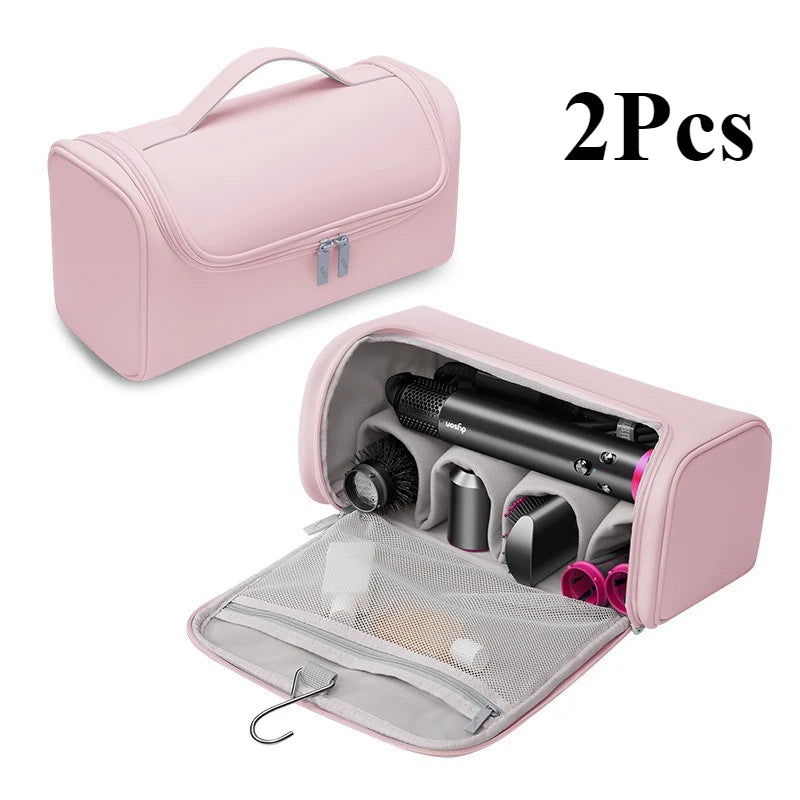 Hideable Hanging Hook Hair Dryer Case Portable Non-slip Tools Pouch Qme 2Pcs Pink