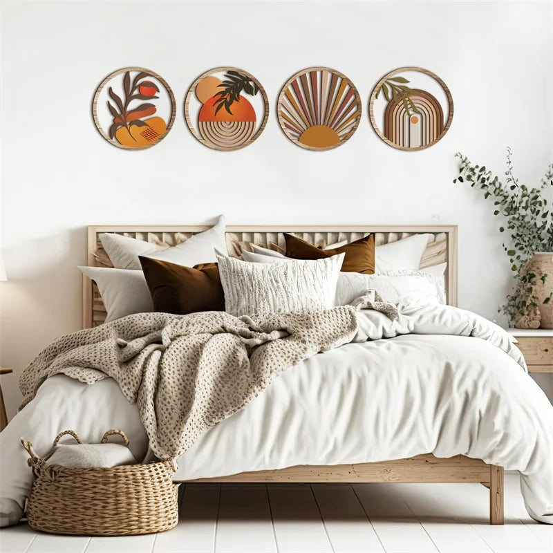 Wooden Wall Bohemian Art Farmhouse Country Yard Decoration Round Qme