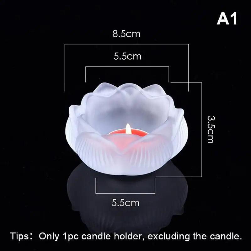 Glass Lotus Candle Holder Windproof Heat Resistant Suitable Use As Qme A1