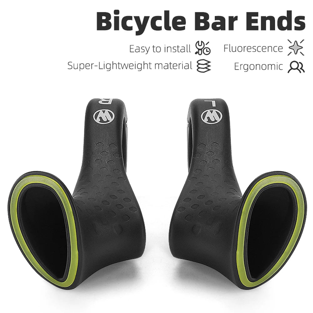 Comfortable Fluorescence Bicycle Bar Ends Ergonomic Design Bike Handlebar Nylon Bicycle Handle Bar Grips Cycle Accessory Qme black