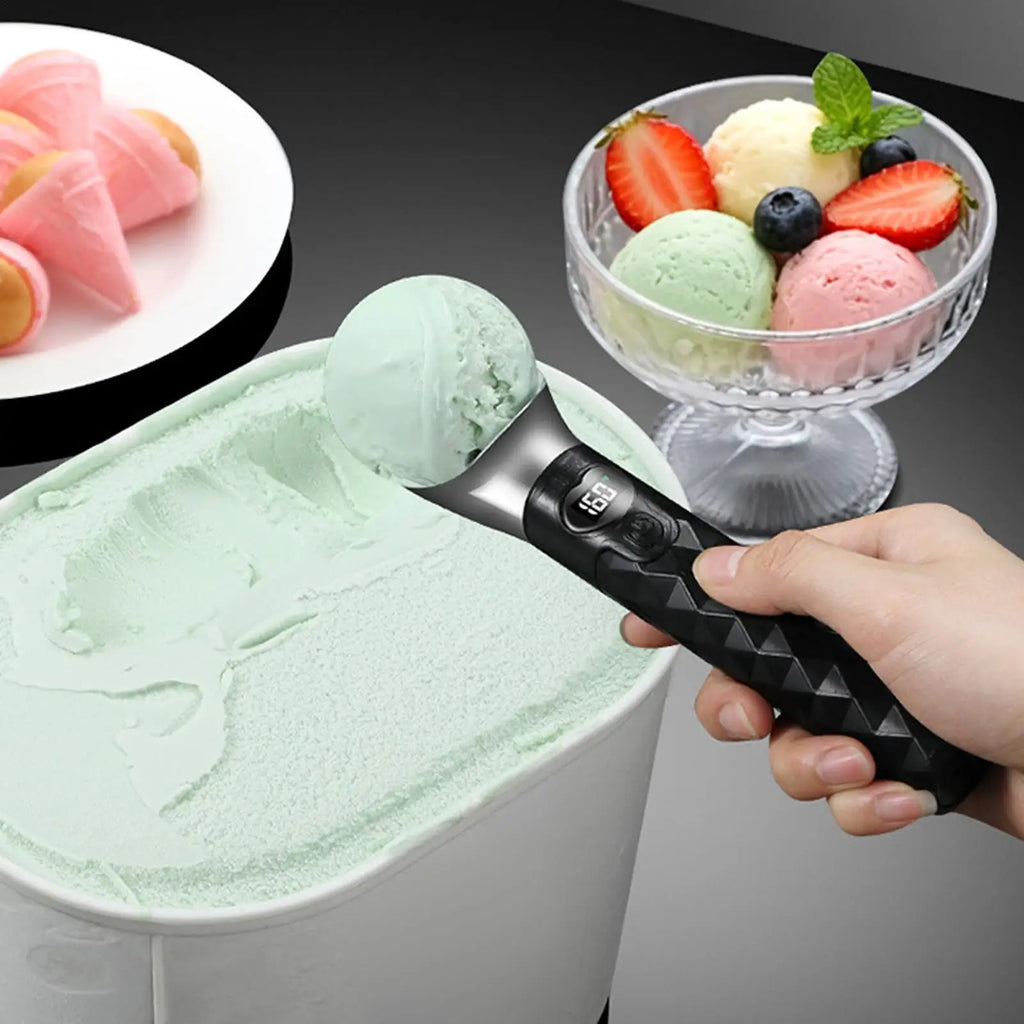 Heated Ice Cream Scoop Waterproof LED Display Portable Spoons Seniors Qme