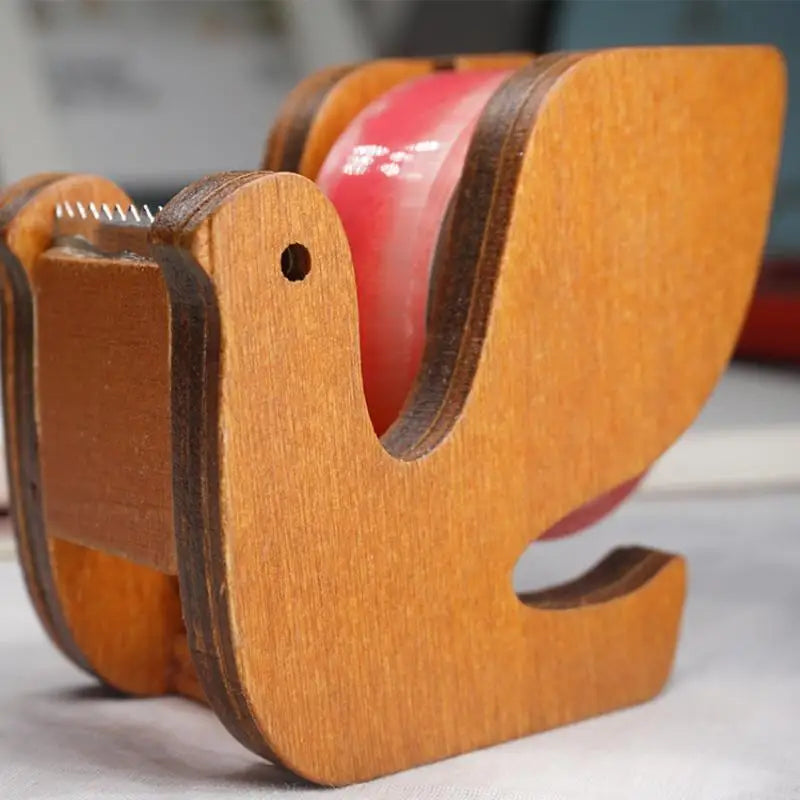 Wooden Tape Cutter Creative Animal Shape Squirrel Whale Design Office Qme D
