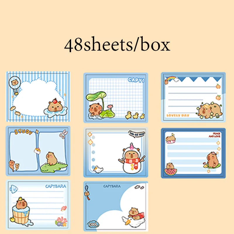 40 Sheets/Bag Cute Capybara Pull Tab Notes for DIY Scrapbooking, Meeting Memo, Schedule Reminder, File Management, Study Office Qme Blue