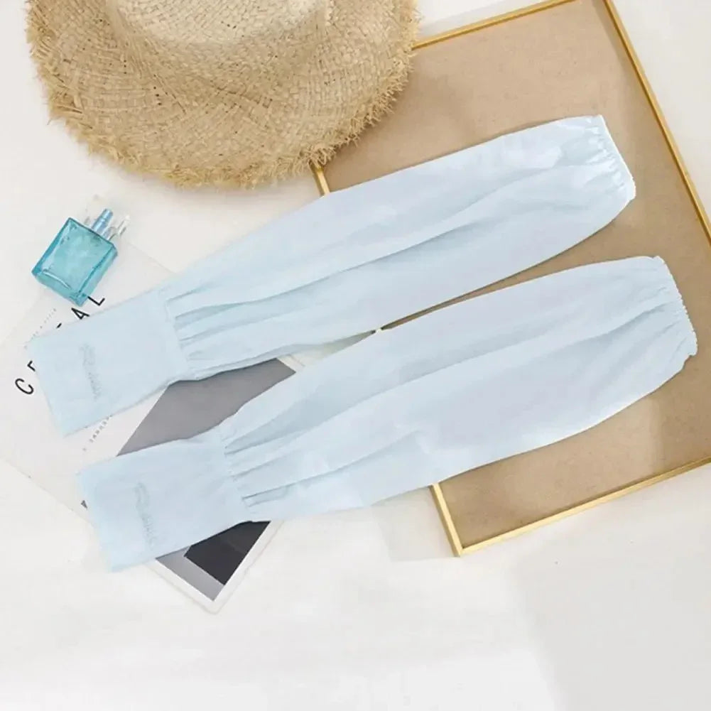 Summer Loose Sunscreen Driving Ice Silk Sleeve Female Long Length UV Protection Arm Arm Glove Sleeves Super Soft Breathable Qme
