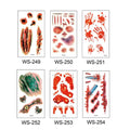 A 6Pieces Horror Wound Temporary Tattoos Waterproof Realistic Blood Tattoo Injury Scar Tattoo Stickers for Face Qme WS-249-254