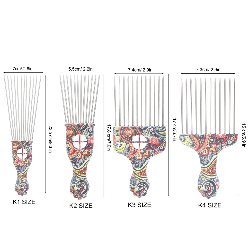 Afro Comb Afro Hair Pick Comb Hair Pick Comb Professional Afro Stainless Steel Detangle Hair Pick Comb for Curly Hair Styling Qme