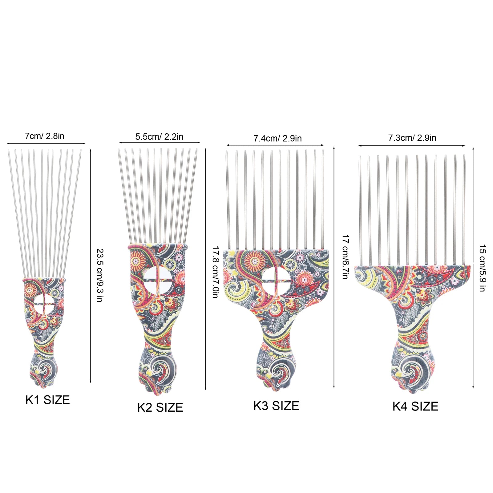 Afro Comb Afro Hair Pick Comb Hair Pick Comb Professional Afro Stainless Steel Detangle Hair Pick Comb for Curly Hair Styling Qme