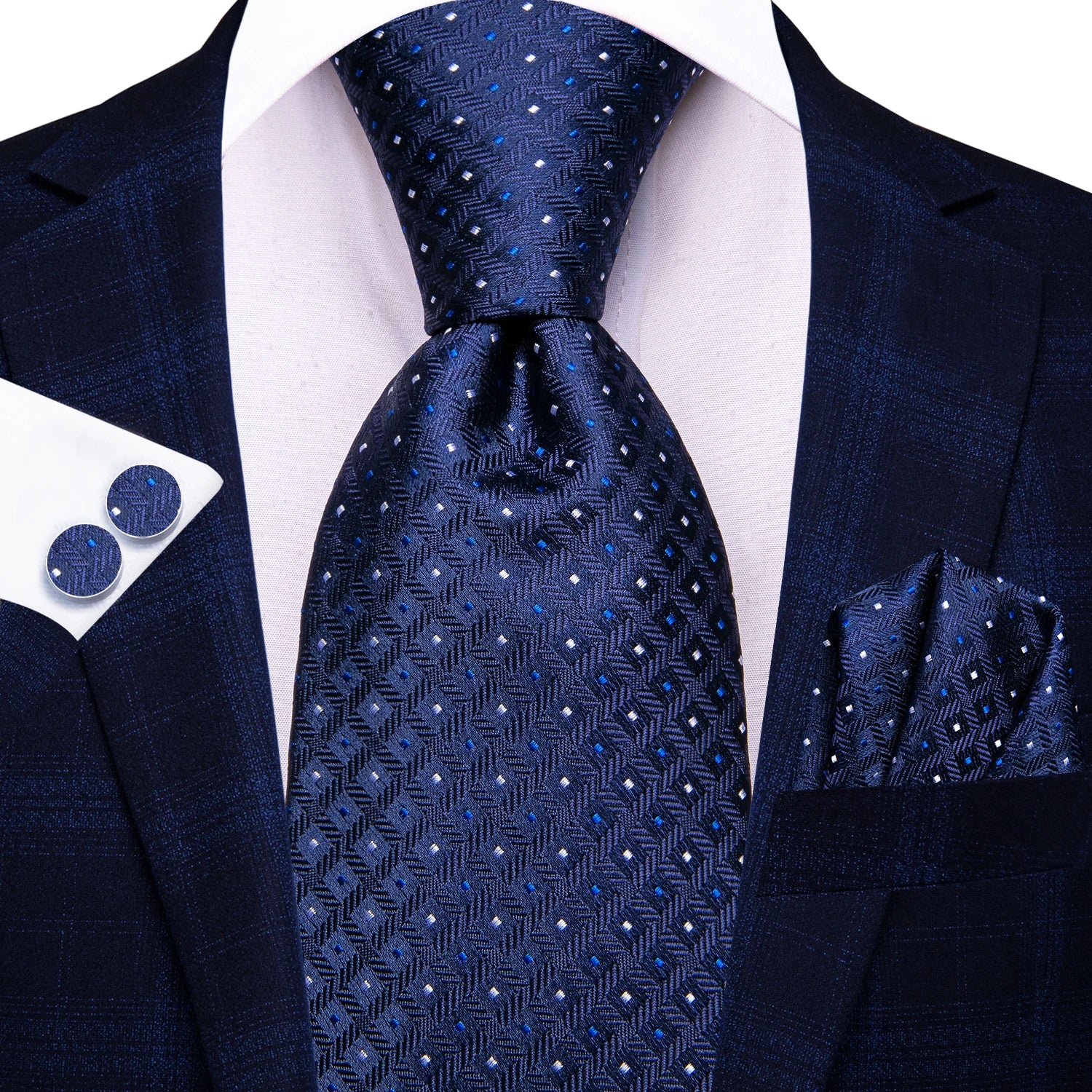 Hi-tie Red Blue Striped Business Mens Tie Jacquard Necktie Qme N-3931