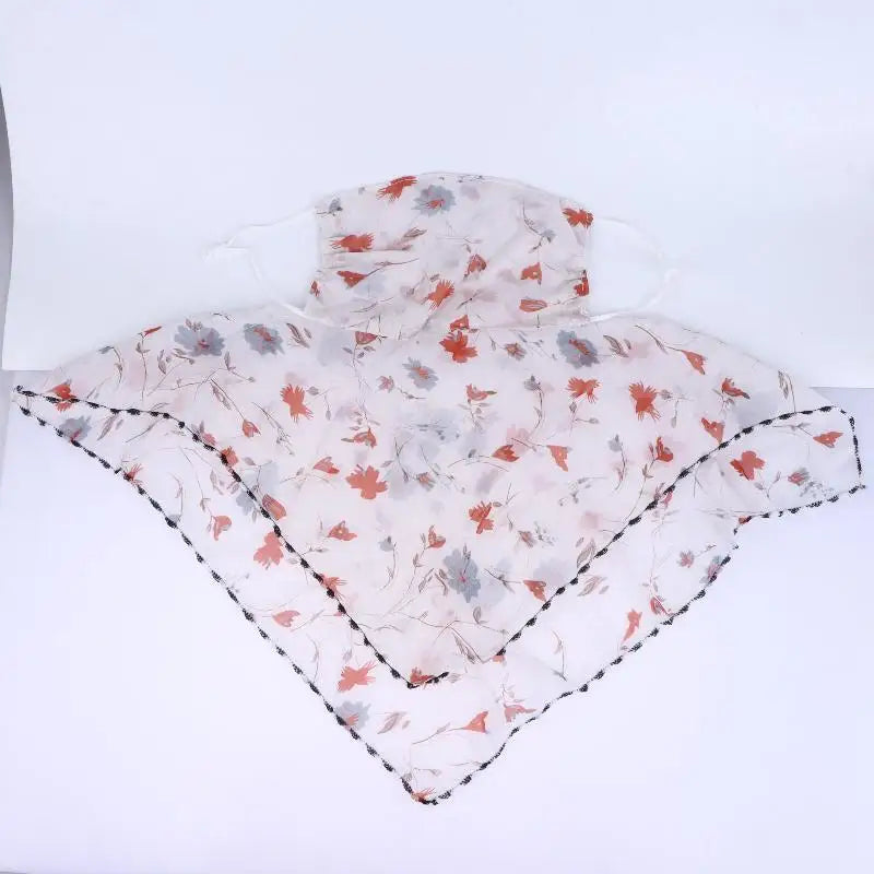 Adjustable Protection Face Chiffon Print Mask Women Sun Floral Scarf Qme A3