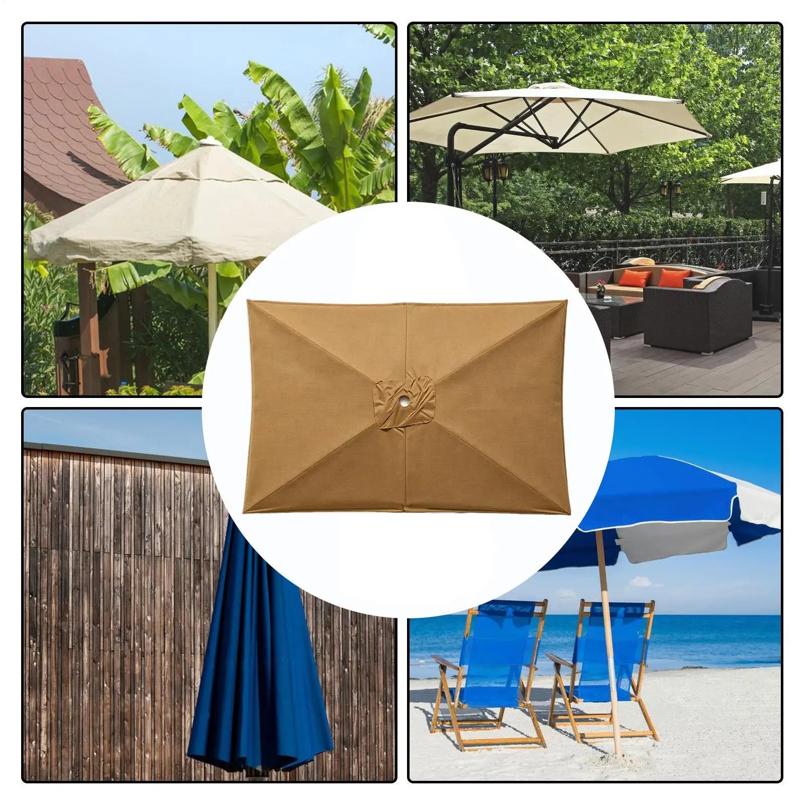 Rectangular Patio Umbrella 200x300cm UV-Resistant Rectangular Cover Patio Umbrella Fabric Replacement For Outdoor Deck Market Qme