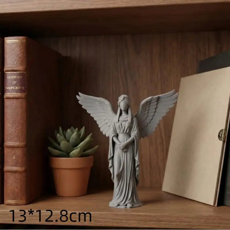 3D Printed Praying Angel Statue Guardian Angel Figurine White Gold Religious Sculpture For Home Altar Decor Qme A7