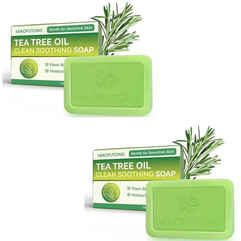 Tea Tree Oil Clean Soothing Soap Gentle Exfoliating Deep Cleansing Qme 2pcs