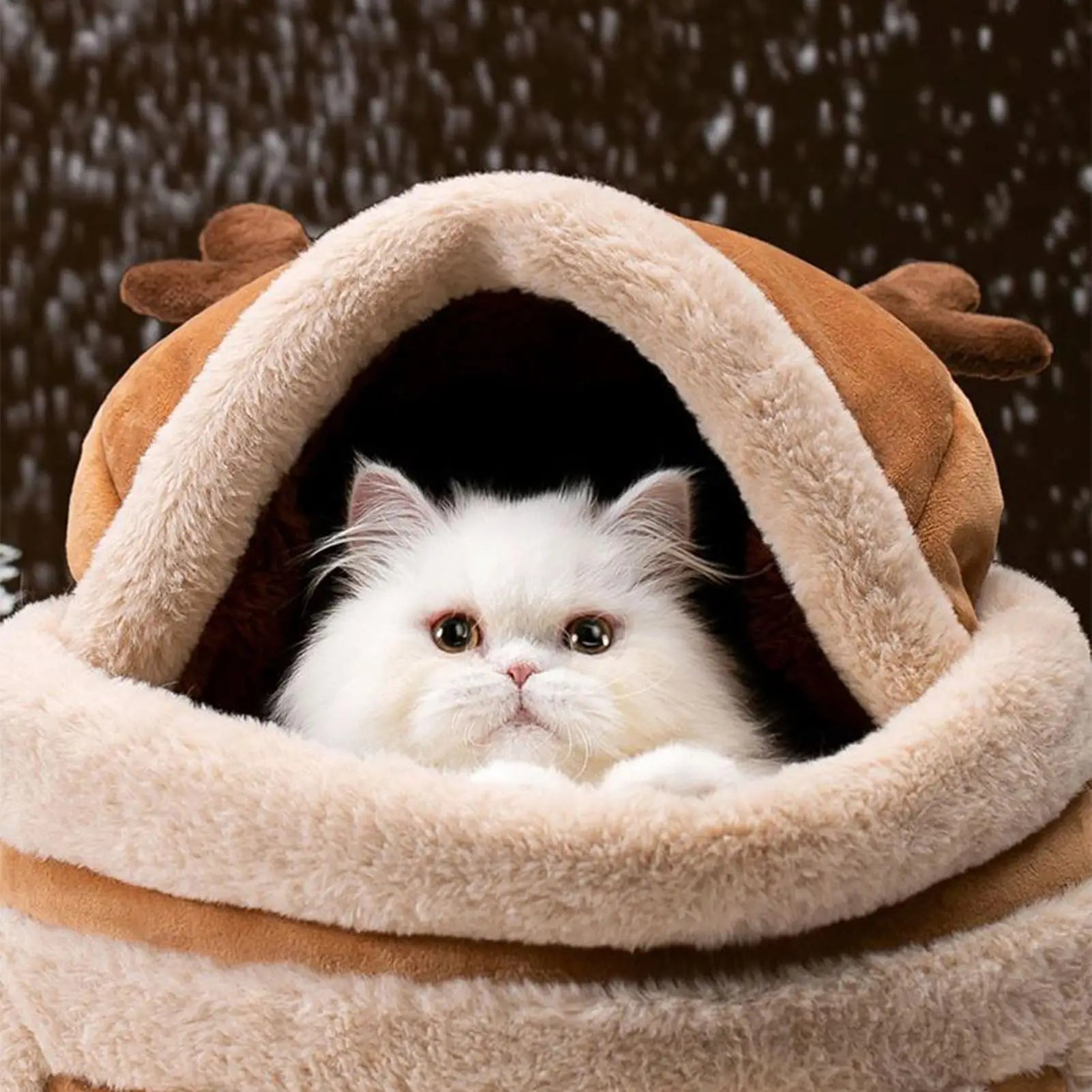 Cat Carrying Bag Pet Plush Elk Shape Backpack Winter Puppy Outgoing Backpack For Travel Hiking Outdoor Camping Indoor Qme