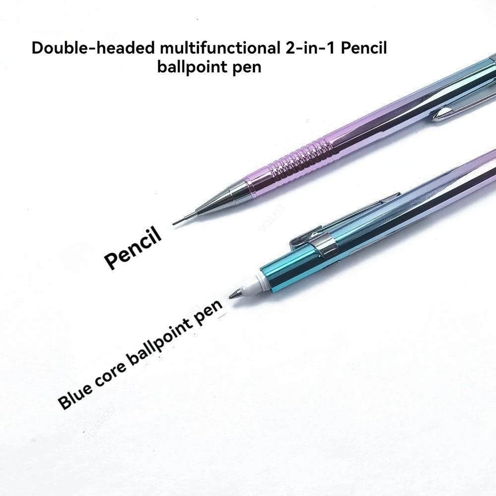 2-in-1 Double Tips Ballpoint Pen And Mechanical Pencils 0.3/0.5/0.7/0.9mm,1 Refills,1 Eraser,for Artist Drawing, Sketching Qme