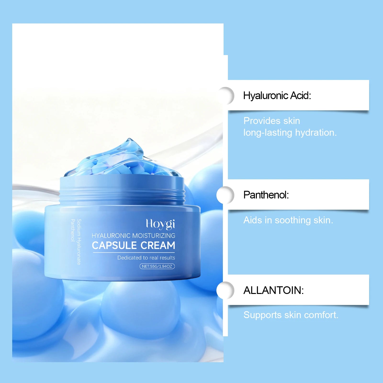 Hyaluronic Acid Moisturizing Capsule Cream Deep Hydration Skin Soothing Improves Texture Barrier Two-Component Moisturizer Qme