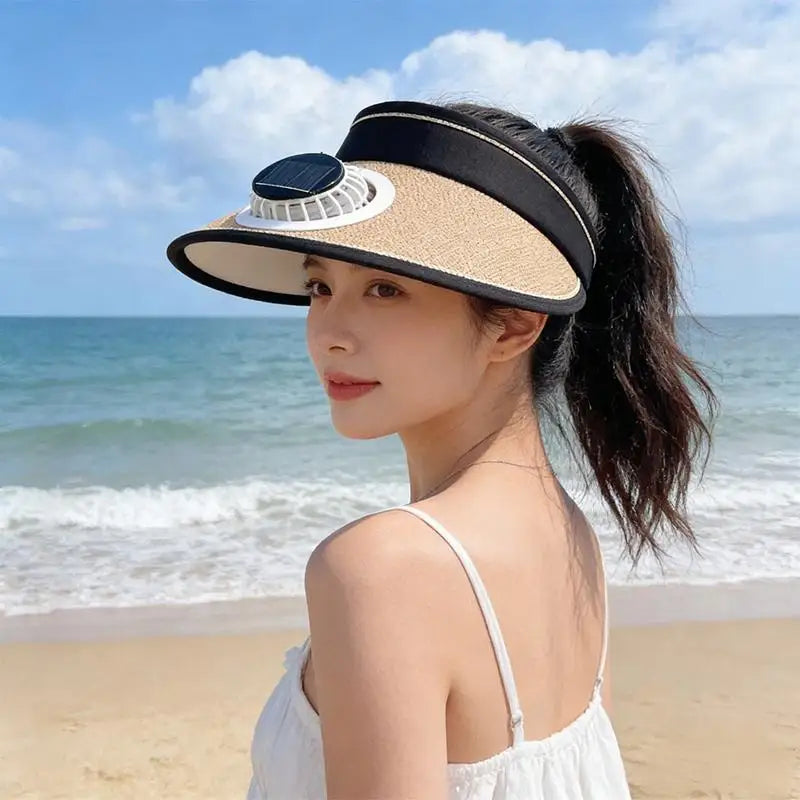 Breathable Cooling Fan Hat Sunscreen Sun Visor Fishing Peaked Cap Qme