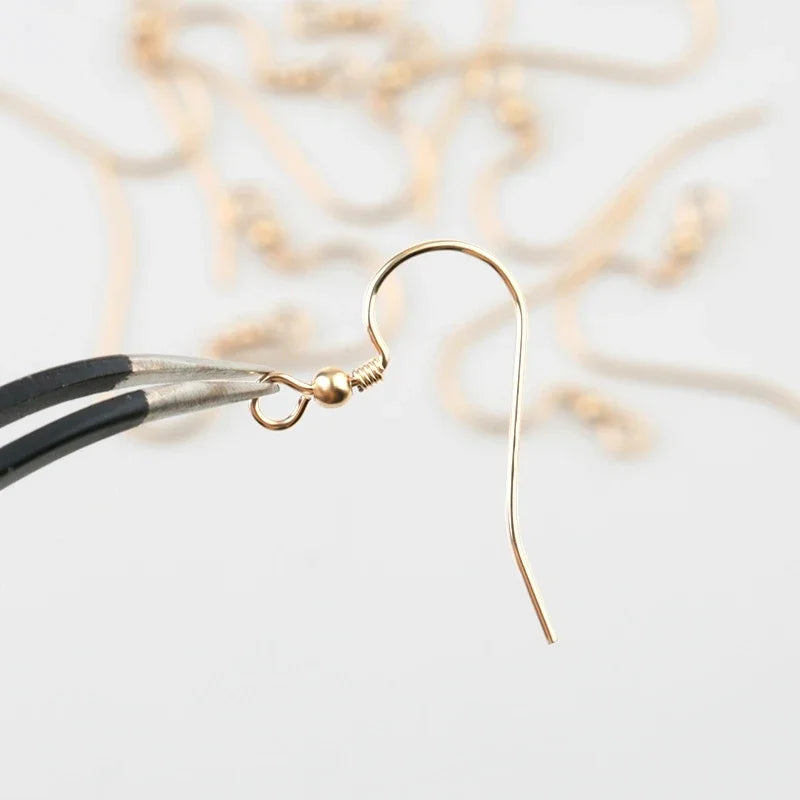A pair 22MM 14K gold filled Clasps with beads 14K gold Ear Wires Hooks Charms Earring Wires Fit Earring making DIY Accessories Qme