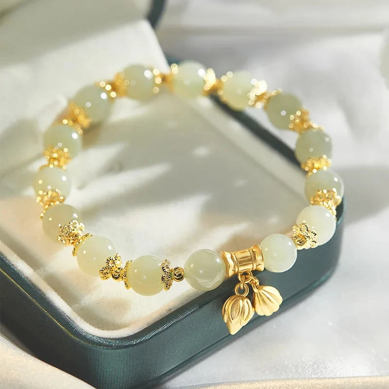b05 Court Retro Lucky Imitation Hotan Jade Bracelet Vintage Light Luxury Handmade Jewelry Bracelet Women's Girls Jewelry Gift Qme 5