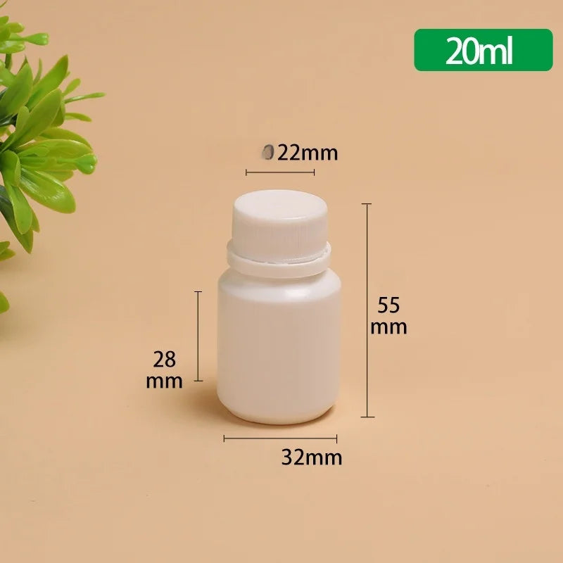 Solid Powder Portable Containers Plastic HDPE White Empty Seal Qme 20ML 10PCS B