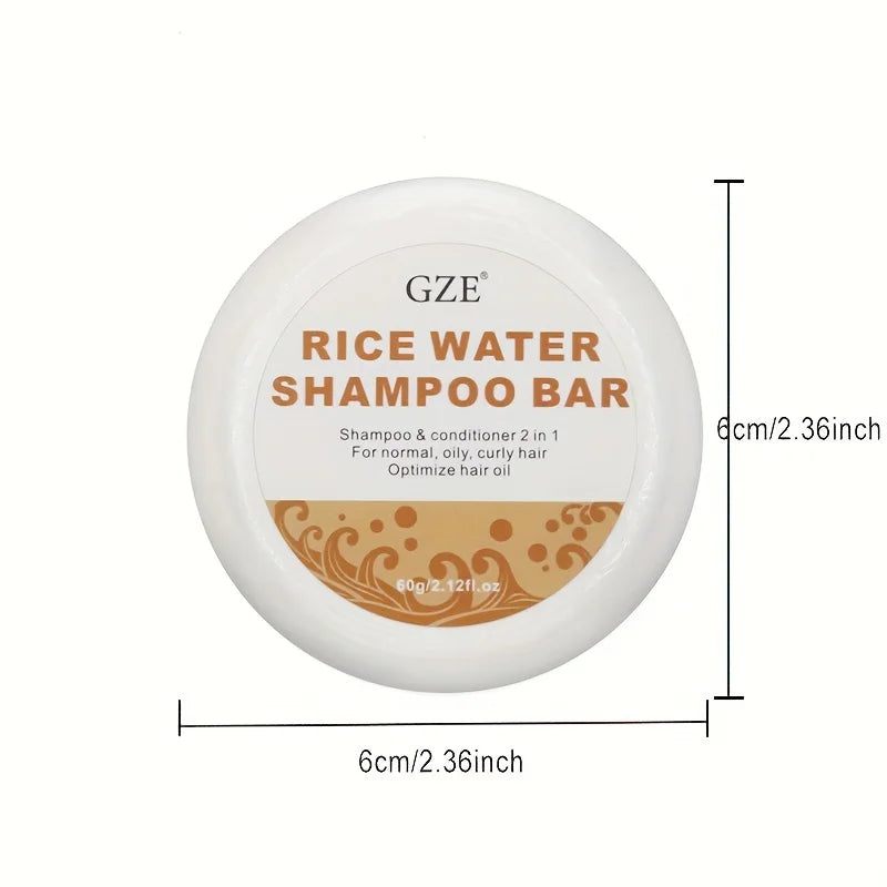 GZE Rice Water Shampoo Bar Soap and Rice Raw Pulp Solid Conditioner For Hair Strengthening, Helps Dry Hair Moisturizing Qme Rice Water Bar