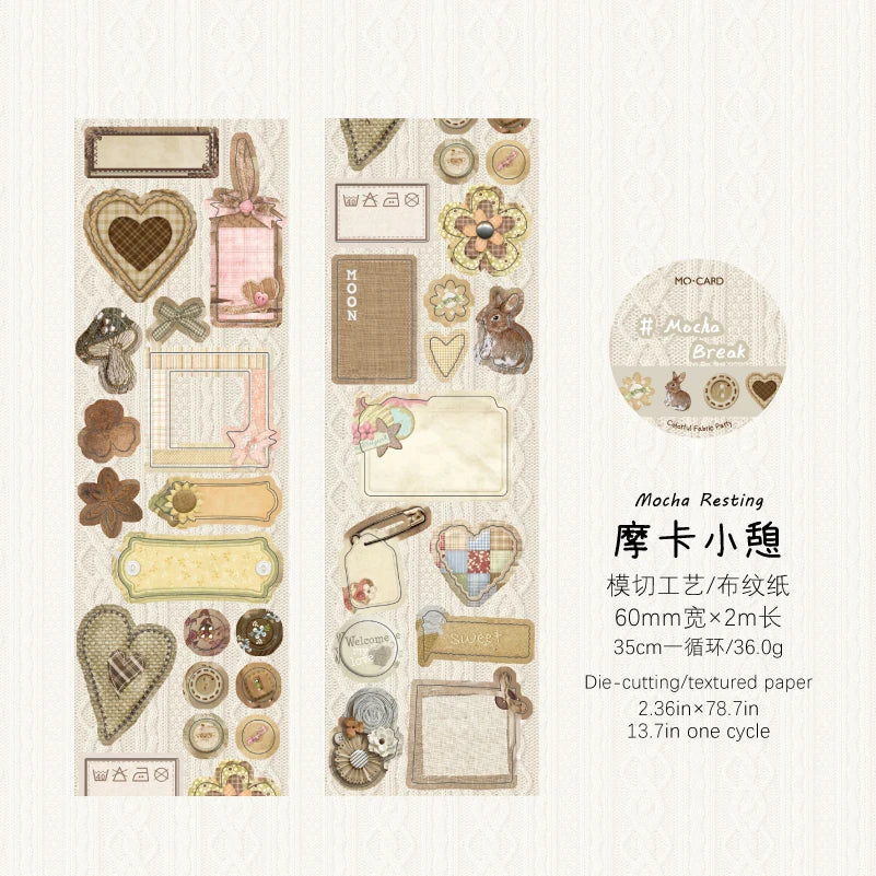 1Roll Fabric Texture Washi Tape Colorful Pattern for Scrapbooking Journaling Collage Decorate Phone Case Notebook DIY Qme 4