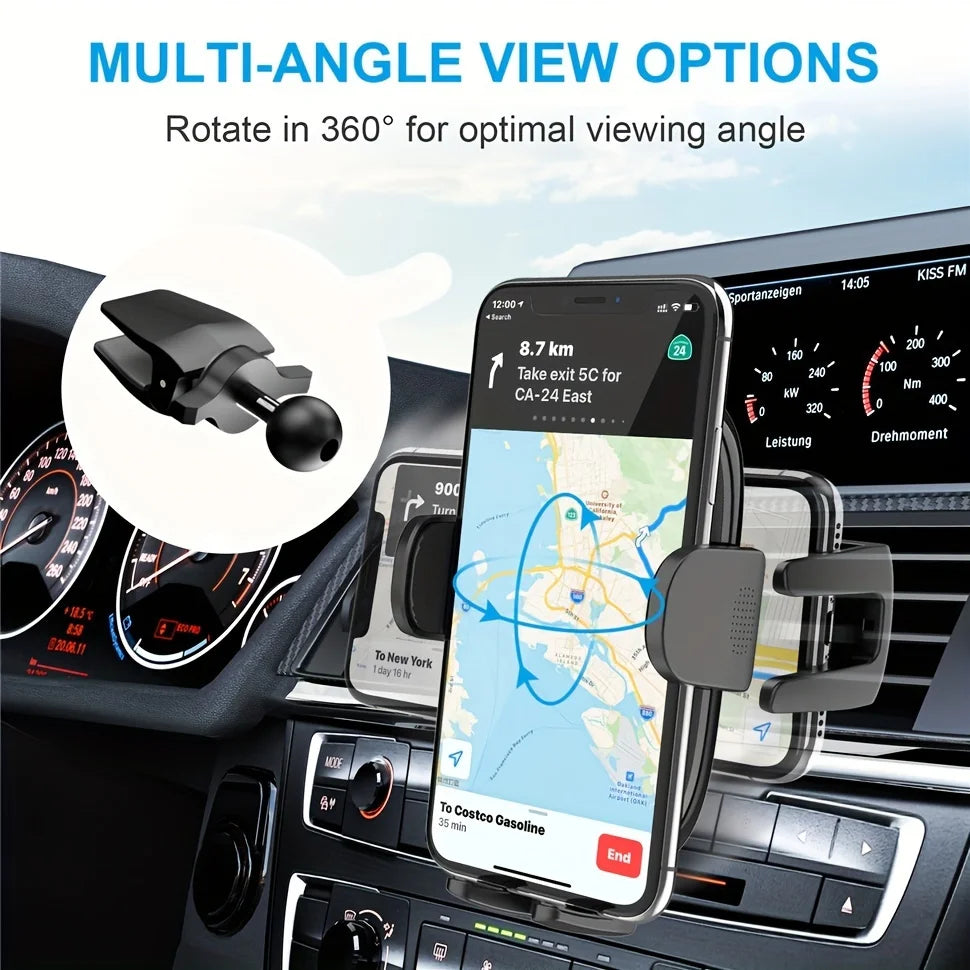 Phone Mount Spring Clip Air Vent Cell Phone Holder Cradle, Hands Free Mobile Stand, 360 Adjustable Cellphone Vent Clip Qme