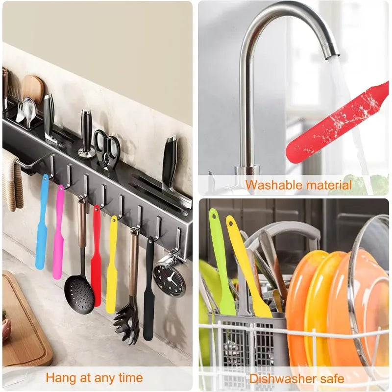 Silicone Long Spatula Color Cream Long Knife Spatula Cake Making Gadgets Non-stick Scraper Heat-resistant Kitchen Baking Tools Qme