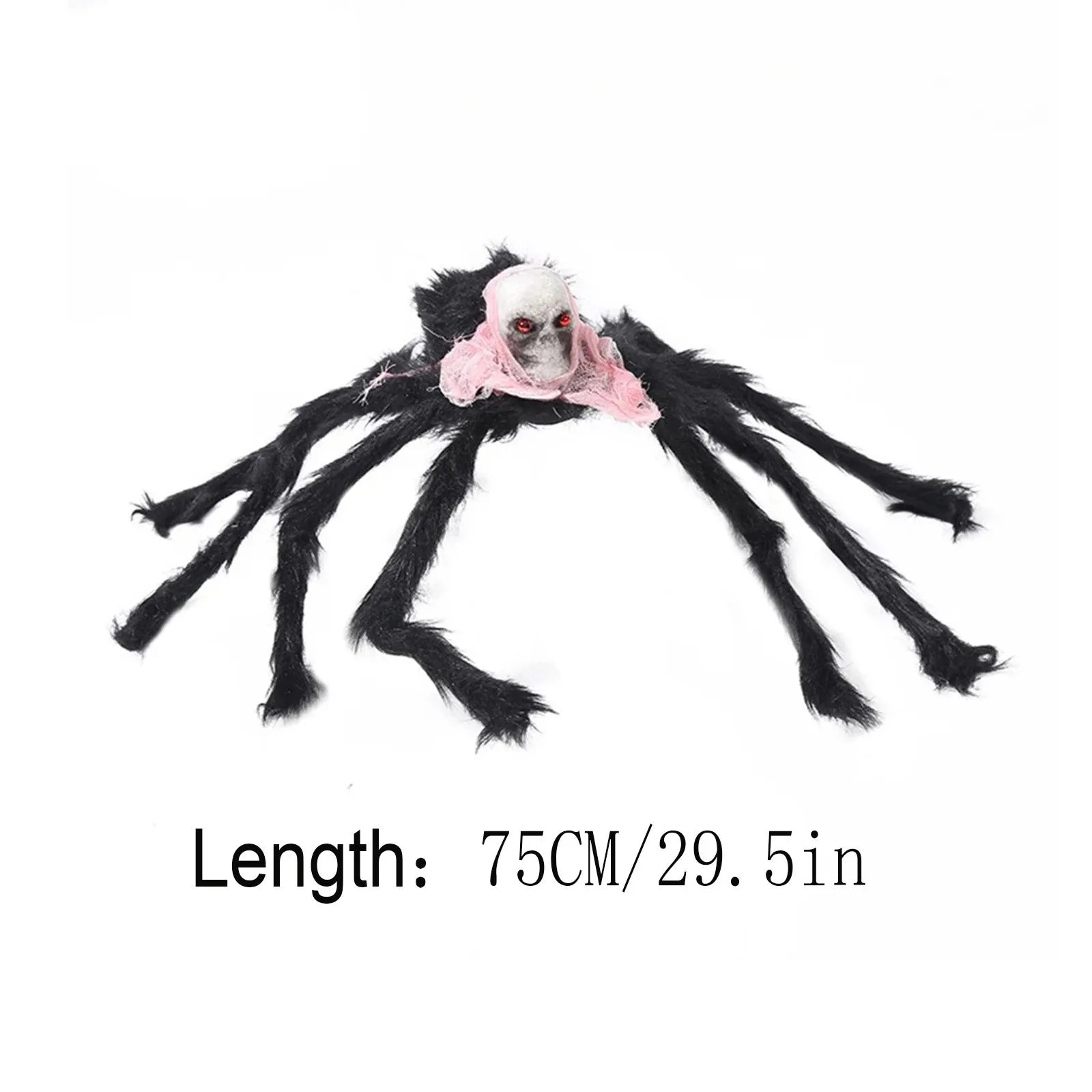 Realistic Skull Black Plush Spider Halloween Festival Horror Props Ceiling Party Haunted House Decorations Qme