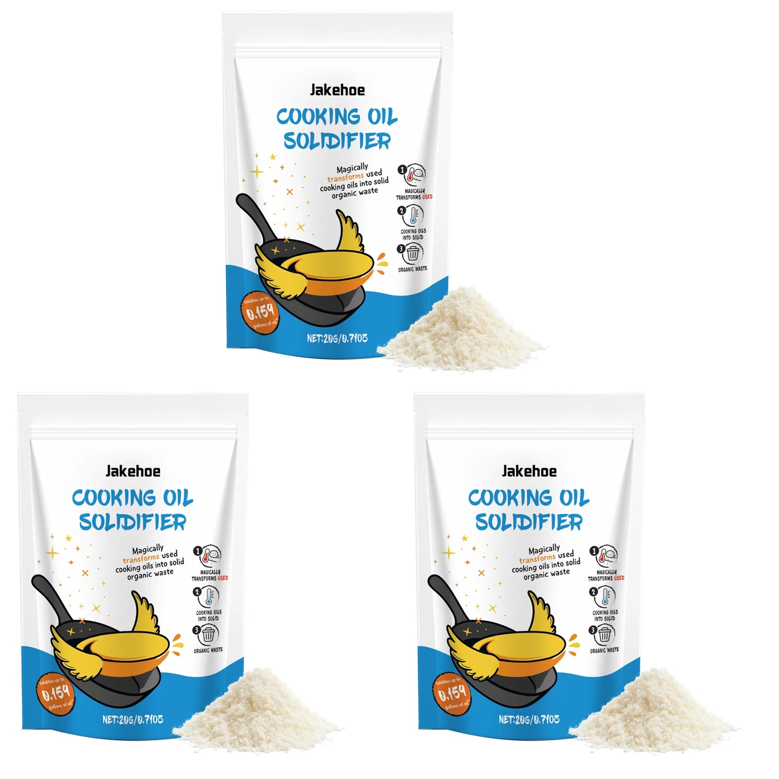 Edible Oil Coagulant Quickly Solidify Waste Oil Wide Application Environmental Friendly Kitchen Waste Oil Solidification Powder Qme 3 X 20g Boxed