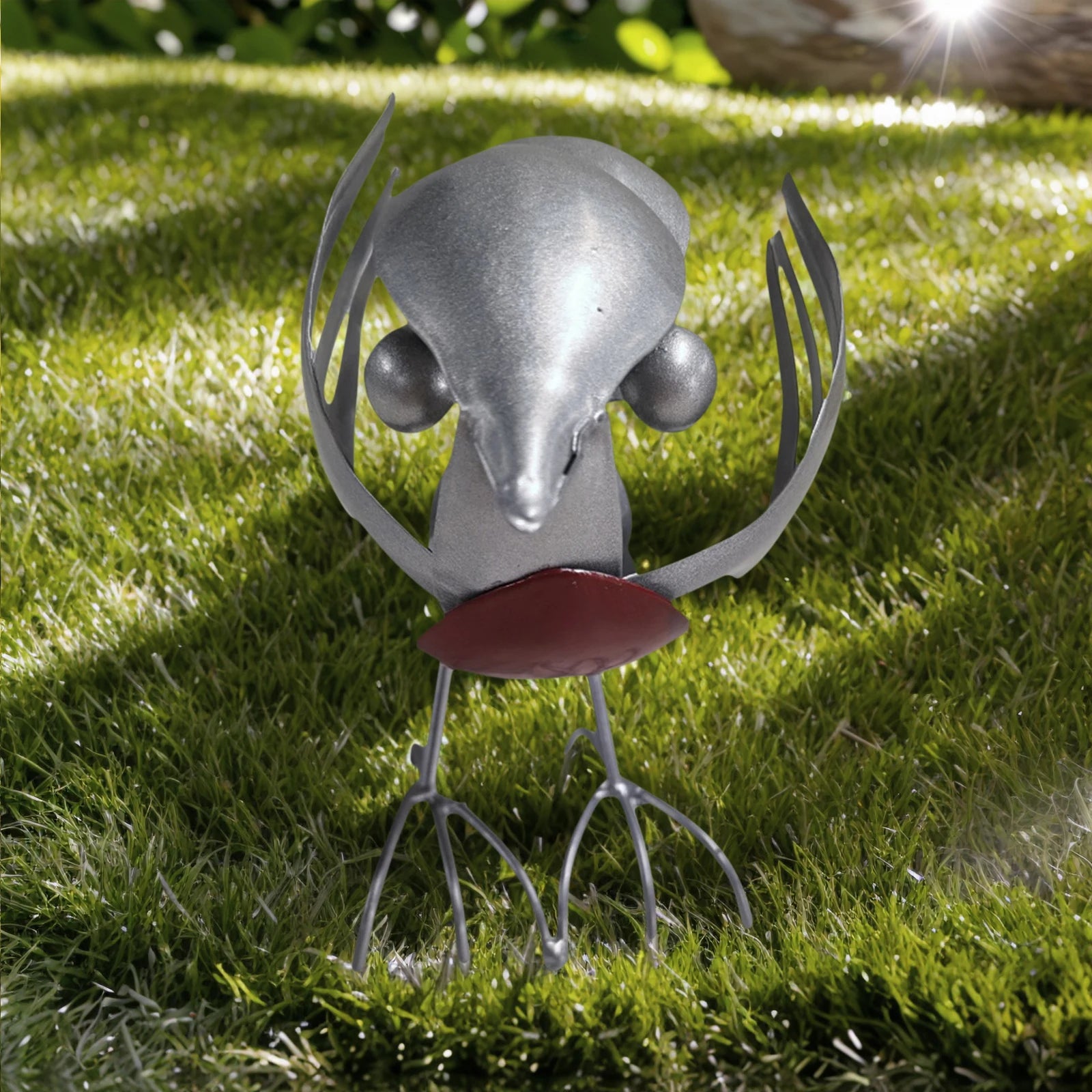 Metal Bird Sculpture for Outdoor Garden Yard Decor Handmade Recycled Fork & Spoon Bird Statue Unique Gift for Bird Lovers Qme