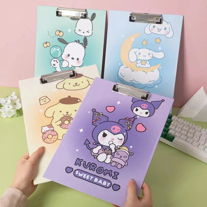 Hello Kitty Kuromi A4 Stylish Folder Clipboard Multifunctional Writing Board Book Rest and Student Writing Folder Qme
