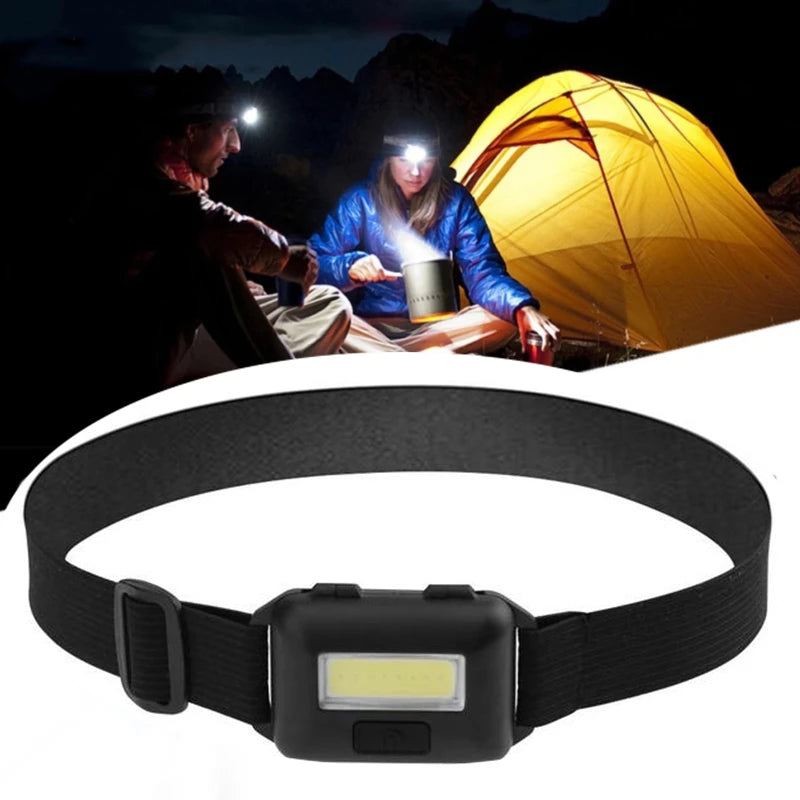 Mini COB LED Headlamp with Sensor Flashlight Torch Work Light for Outdoor Camping Night Fishing Helmet Headband Lamp Qme