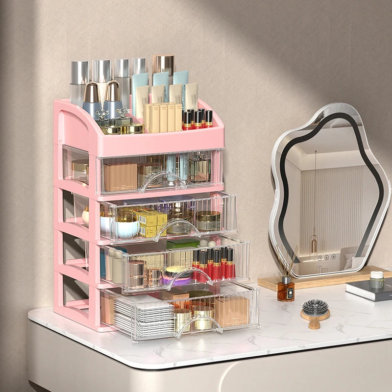 Multi-functionaldesktop Storage Box Drawer Hair Decoration Qme Pink Five layers