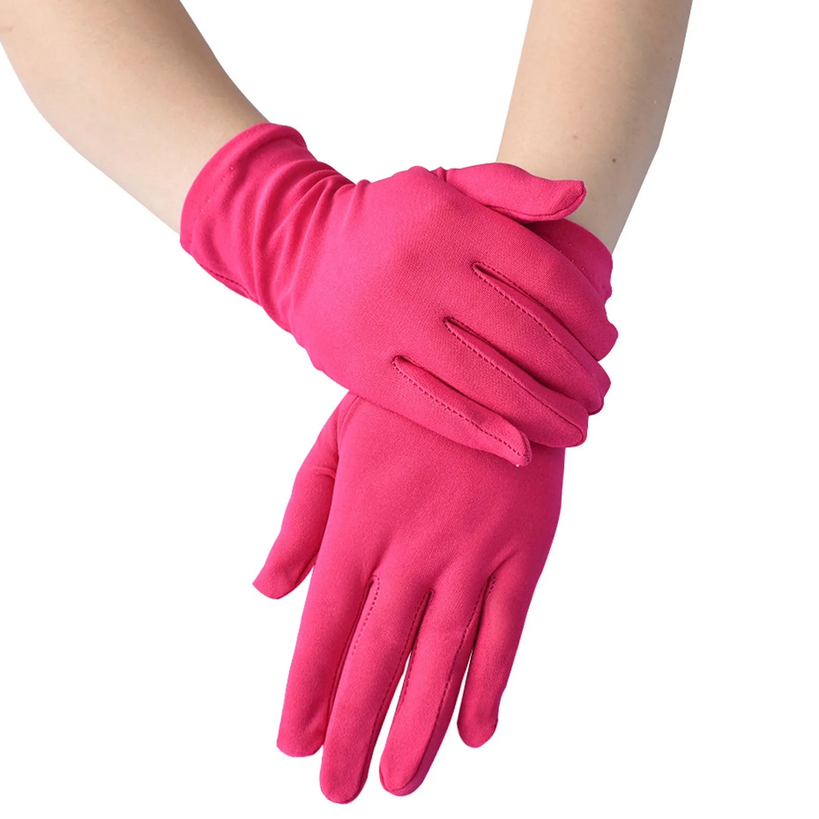 Women and Men Multicolor Stage Performance Masquerade Party Cosplay Opera Accessories Multipropose Etiquette Mittens Qme Hot Pink