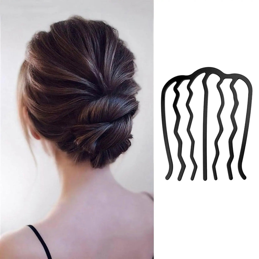 Metal hair side comb hair fork clip teeth hair clip rod for high bun hair U-shaped retro hairstyle hair accessories Qme