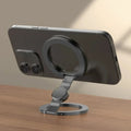 Foldable Double-Sided Mobile Phone Holder for iPhone 17 16 15 14 13 Portable 360° Rotation Stand with Strong Magnet Finger Grip Qme black