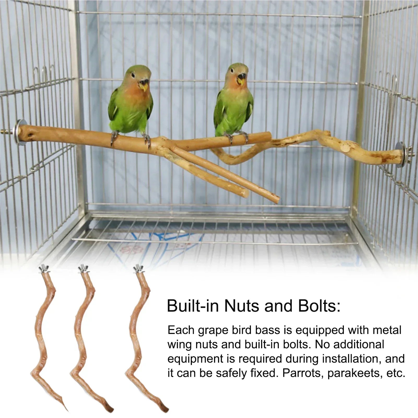 Natural Parrot Perch Bird Stand Tree Stick Paw Grinding Fork Parakeet Qme