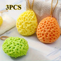 Exfoliating Bath Sponge Set, Cute Flower-Shaped Foaming Massage Balls, Gentle Skin Cleansing for Deep Clean and Relaxation Qme 3pcs set