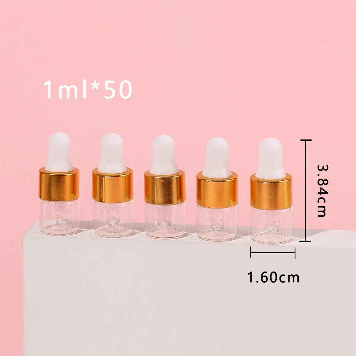 50pcs 1ml Clear Mini Glass Dropper Bottles Small with Glass Eye Dropper for Essential Oils Sample Traveling Qme
