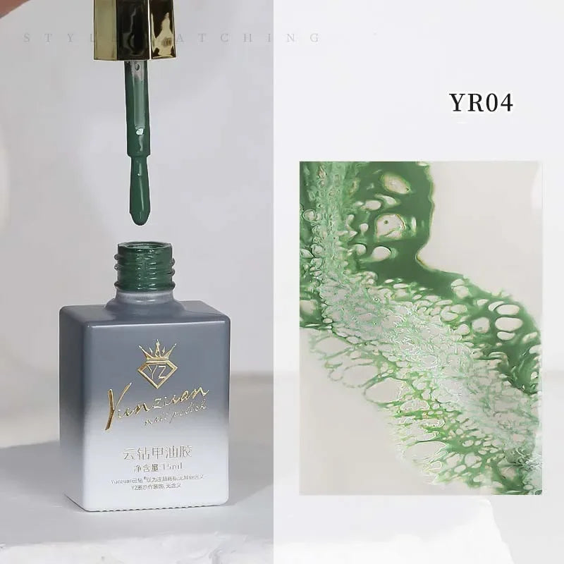 Sea Wave Blooming Liquid Gel Nail Polish Rapid Smudging Bubble Hole Gel Special Halo Dye Nail DIY Varnish Manicure Nail Salon Qme 04 Jade Waves