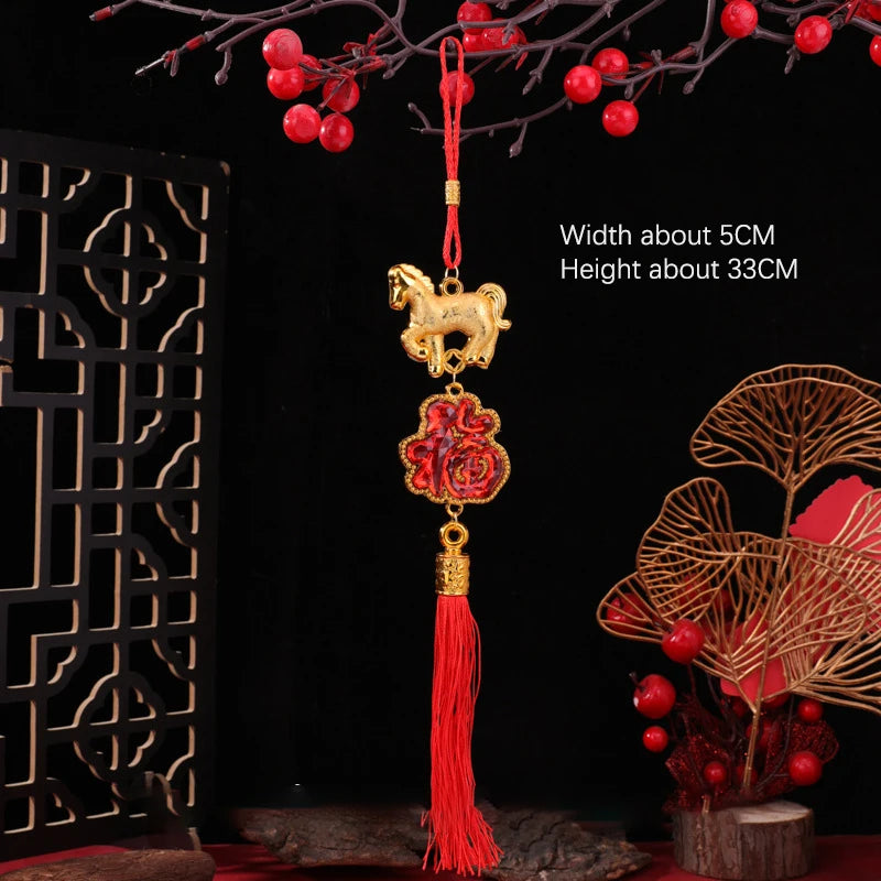 1/10Pcs 2026 Year Of The Horse Wall Hanging Car Ornament Chinese New Year 3D Horse Lantern Red Gold Pendant Lucky Decor Gifts Qme A10