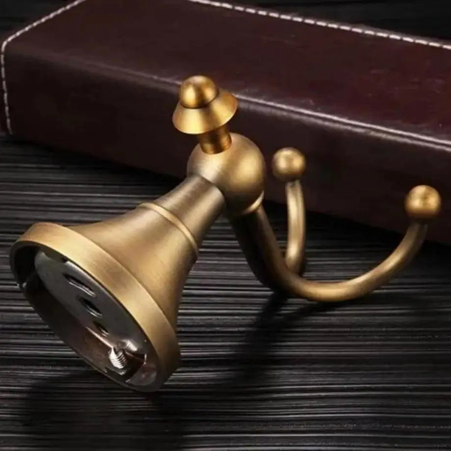 Vintage Wall Mounted Towel Hook Antique Brass Double Robe Coat Hanger Bathroom Kitchen Door Hook Hardware Accessory Qme