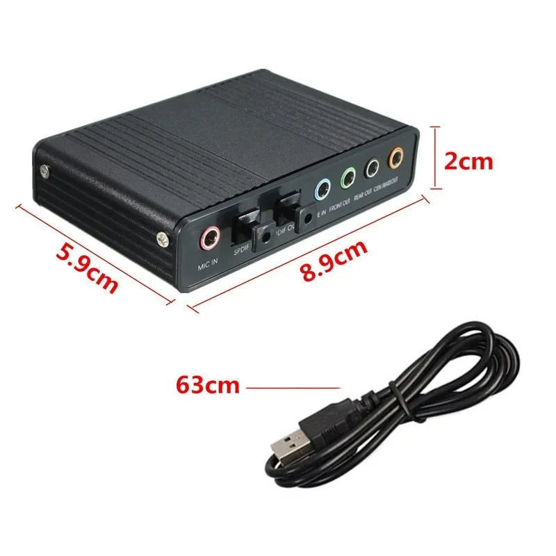 Professional External USB Sound Card Channel 5.1 Optical Audio Card Adapter Audio Driver for PC Computer Laptop Qme